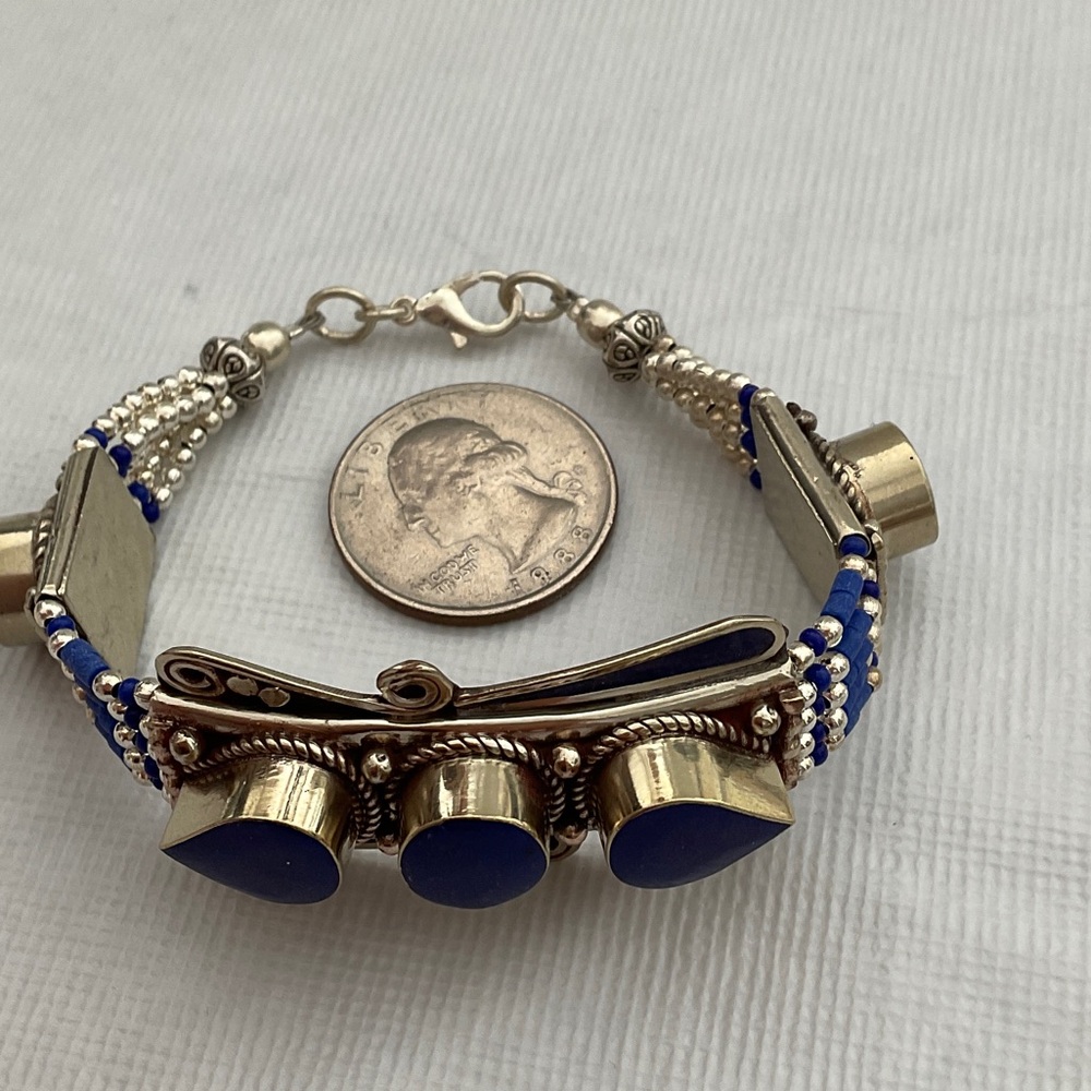 NWOT TIBETAN SILVER LAPIS Blue HAND CRAFTED Women's Bracelet - Picture 5 of 7